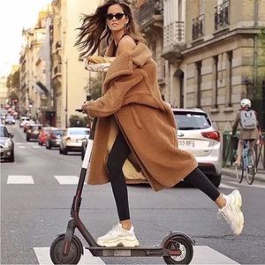 #32New! Sherpa Plush Teddy Oversized Long Faux Fur Coat